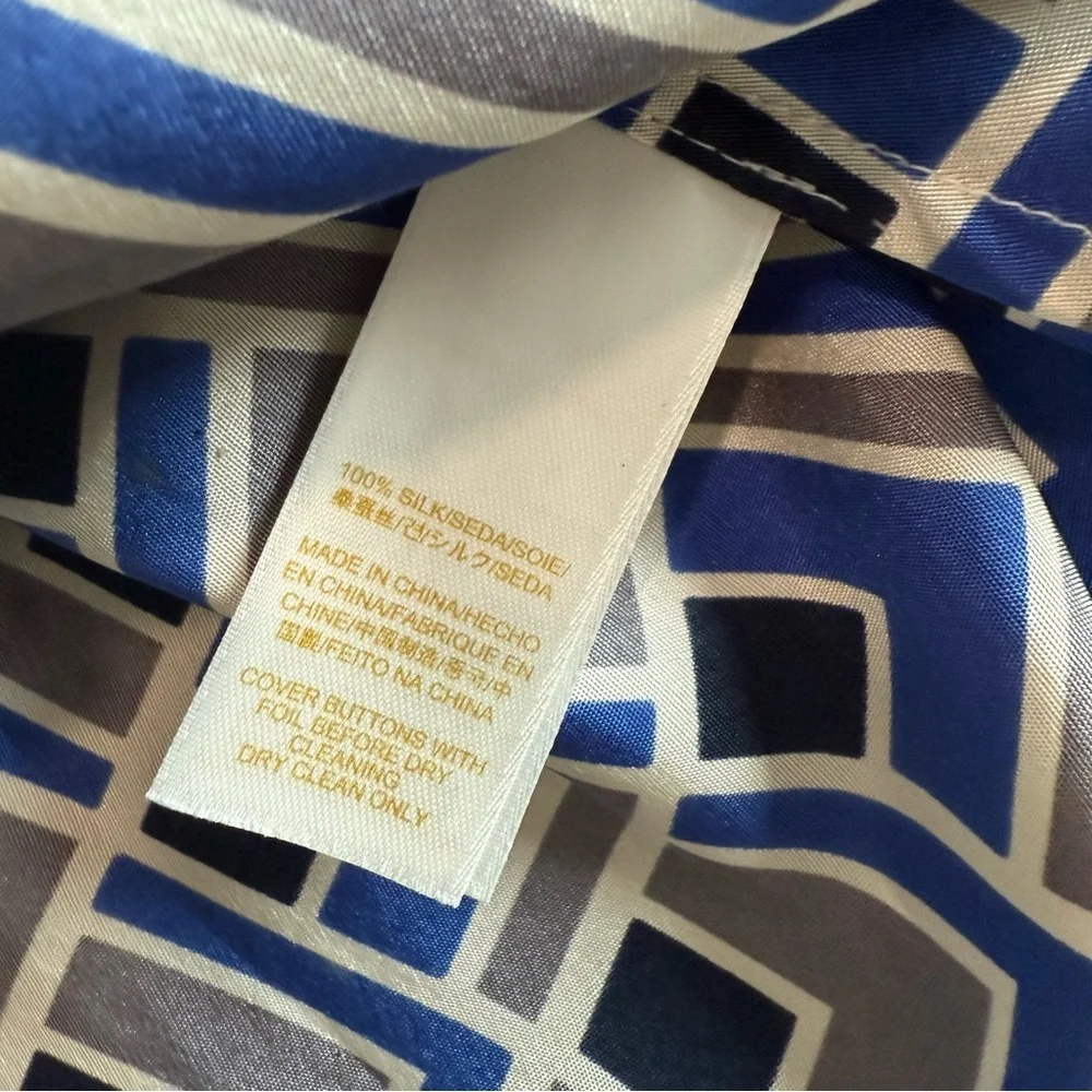 Kate Spade Lora Sleeveless Gray Blue Collared Silk Dress with Pockets